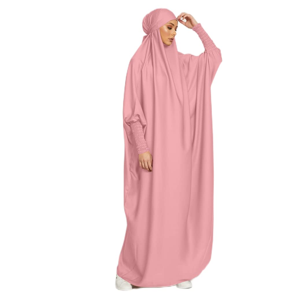 Robe de Priere Femme Musulmane 1 Piece Femme Islamique Hijab Niqab à Manches Longues Abaya Jilbeb Robe Islam Vêtements