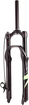 XC Air Spring MTB Bike Suspension Fork 26/27.5/29" Straight Tube 1-1/8" Travel 140mm Remote Lockout Axle 9mm QRD-Black,26in