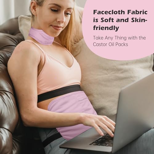 Image of Castor Oil Pack Wrap with Organic Cotton Flannel, Reusable Castor Oil Packs for Stomach, Castor Oil Pack for Liver Detox, Castor Oil Pack Kit Purple（Castor Oil Not Include)