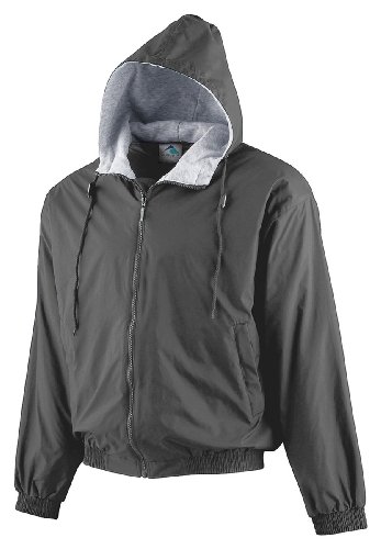 Augusta Sportswear Boys' Hooded Taffeta Jacket/Fleece Lined, Black