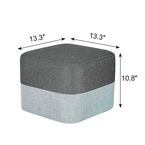 Adeco 13.3" Cube Ottoman Footstool, Linen Small Ottoman Foot Rest For Living Room/Bedroom #TOP4