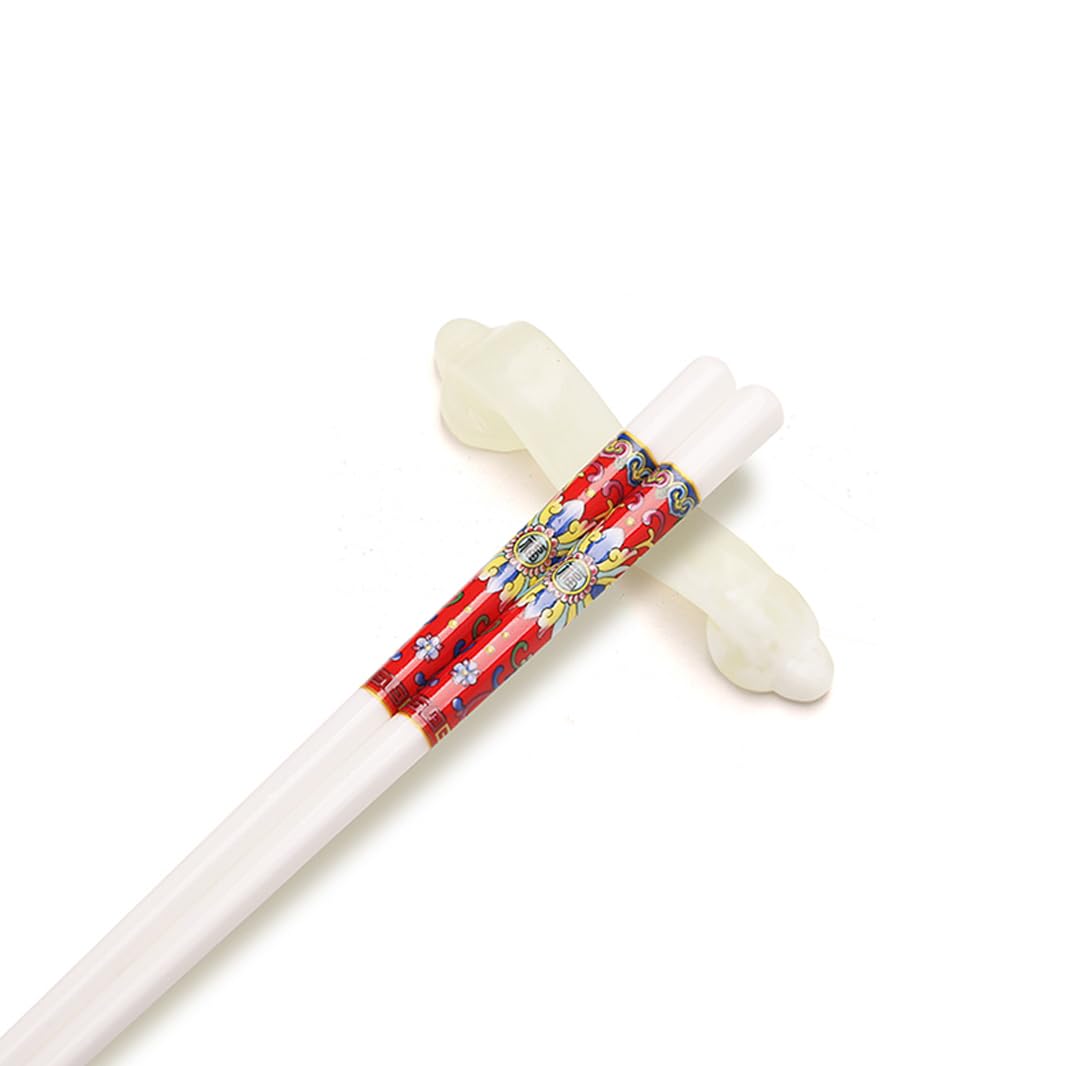Coffret cadeau de baguettes en porcelaine chinoise, coffret cadeau de 10 paires de baguettes réutilisables lavables au lave-vaisselle avec étui, baguettes en céramique d'os de haute qualité avec