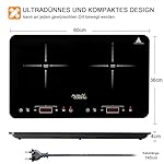 Induktionskochfeld 2 platten, Doppel-induktionskochplatte mit unabhängiger Steuerung 3500W, 10 Leistungs- und Temperatureinstellungen, 3-Stunden Timer, Touch-Steuerung, mit Glasoberfläche, Schwarz – Bild 5