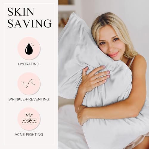 Seiwohl Satin Silk Pillowcases for Hair and Skin Ivory Pillow cases 2 Pack with Hair Silk Scrunchies for women Cooling Pillow cases with Envelope Closure - Image 3