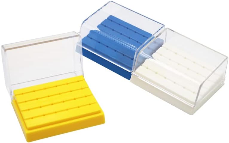 1pc 24 Holes Dental Holder Box Case Plastic Sterilization Box Autoclave Bit Bracket for Diamond High Speed Handpiece Bur Drill (Color : White)