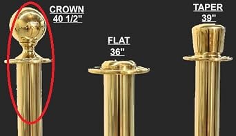 Rope Stanchion Set in 3 PCS, 72 Black Velour Rope & Crown Top, Gold Finished