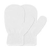 UTTPLL Toddler Magic Stretch Gloves Mittens Multicolor Soft Knitted Gloves Warm Kids Knit Thick Cold Mittens for Boys and Girls White One Size