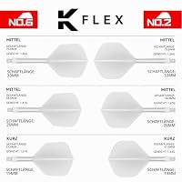 Target Darts K-Flex Integrated Dart Flights and Shafts, Stiel Short Länge (19 mm), Nr. 2 Flug, 9er-Pack, Schwarz, Weiß & Klar – Ansicht 2