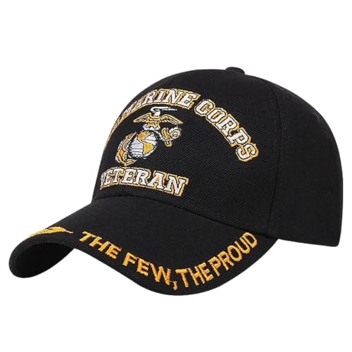 Kreeqe Gorra de béisbol bordada estilo militar patriótico americano, gorra táctica ajustable, Negro -, Medium