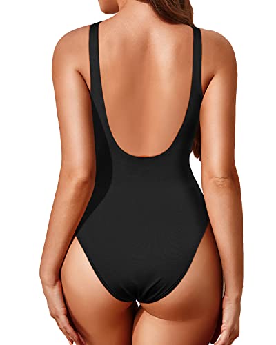 Tempt Me Women High Cut One Piece Swimsuit Low Back Scoop Neck Retro 80s Bathing Suit2