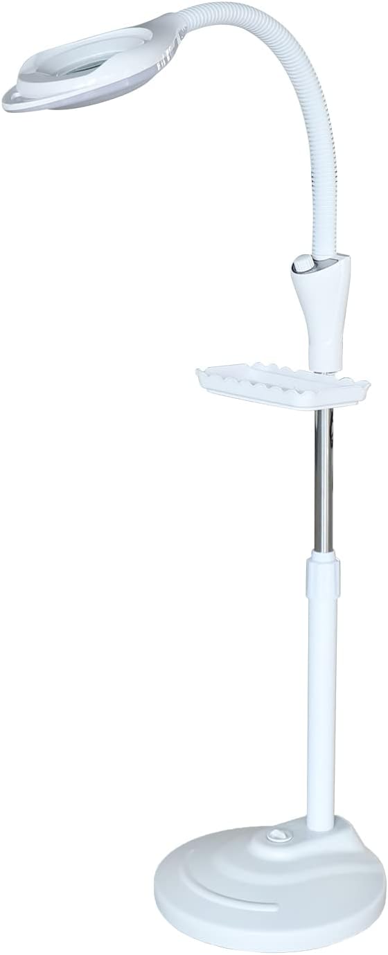 Magnifying Glass with Light 16X, LED Floor Lamp with Tray and Wheels Height Angle Brightness Adjustable Rolling LED Magnifying Lamp Dentists Esthetician Light for Beauty Salons (with Wheels)
