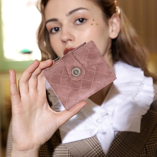 Image of FALAN MULE Small Wallet for Women Bifold RFID Blocking Leather Card Holder with Zipper Coin Pocket