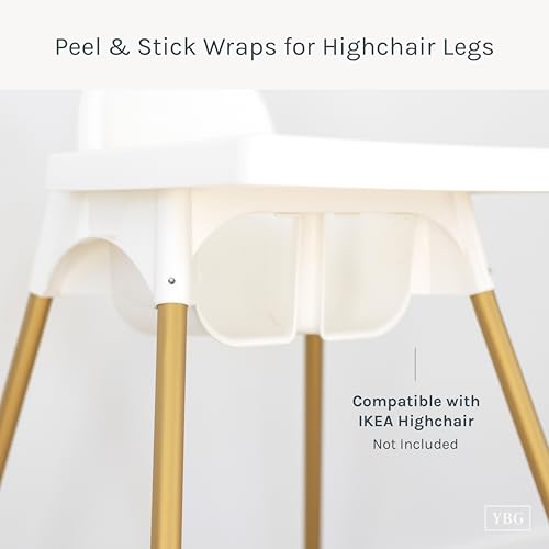 Image of Yeah Baby Goods Highchair Leg Wraps (Gold) - Compatible with The IKEA Antilop Highchair - Stylish IKEA High Chair Accessories w /Easy Self-Adhesive