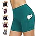 WateLves Pantaloni da Yoga Donna Pantaloncini Sportivi Alta Vita Opachi Yoga Shorts Morbidi Elasticizzati Pantaloncini Fitness(Blu Verde,M)
