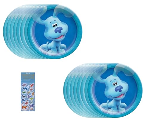Assiettes Blue's Clues pour anniversaire enfant et stickers dinosaures de fête