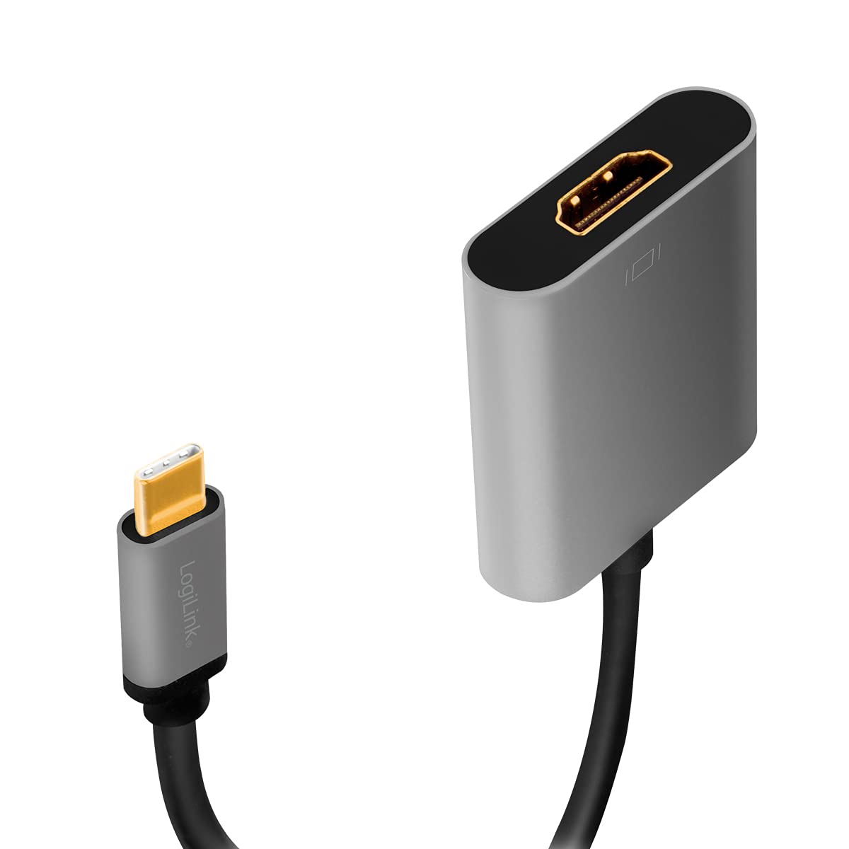 LogiLink CUA0103 - Cable Adaptador USB 3.2 Gen 1-HDMI 4K/60 Hz, Aluminio, Negro/Gris, 0,15 m