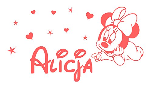Minnie Mouse Stickers muraux Sticker nom personnalisé fille Vinyle Étoile Cœur Chambre de bébé Des gamins Garderie Autocollants Décor des enfants Art Mural Cover