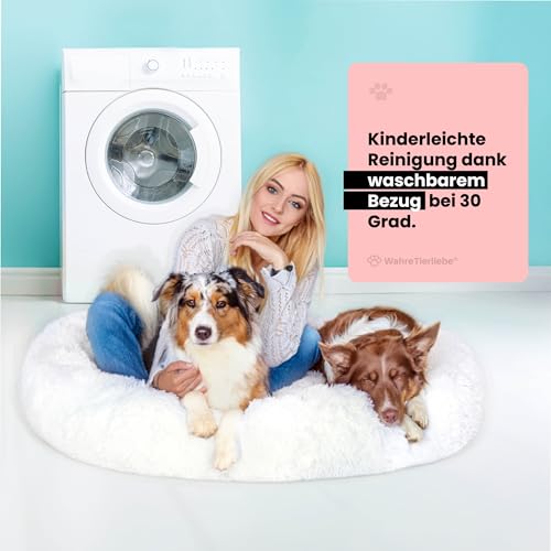 Wahre Tierliebe Hundebett Fluffy Wolke - Das Original, mit waschbarem Bezug Hundekissen, Hundekorb, Flauschiges Hundebett für große, mittelgroße & kleine Hunde