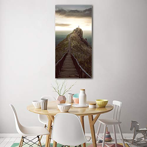 Tableau sur verre trempé 70x140 cm chemin sur le rocher