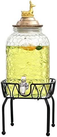 Jueven European Animal Cover Classic Beverage Drink Dispenser Durable Glass Juice Can Glass With Spigot (color : Black, Size : Style A)