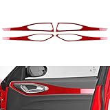 FXETRNL Interior Car Window Door Handle Decor Panel Real Carbon Fiber for Alfa Romeo Giulia(2015-2024), Switch Frame Protect Decal Stickers Car Accessories, Red