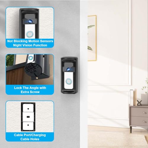 AMFUN Adjustable 0 to 360 Degree Doorbell Angle Mount for Video Doorbell（1/2/3/3Plus/4/pro 2), Replacement Angle Adjustment Mounting Bracket Wedge Kit - Image 2