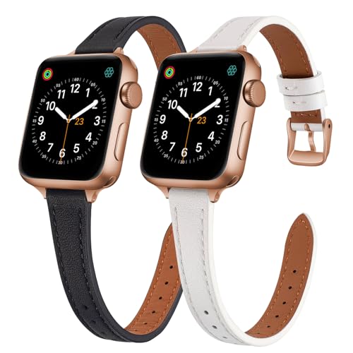 2-pack Slim Leather Band Compatible with Apple Watch Bands for women