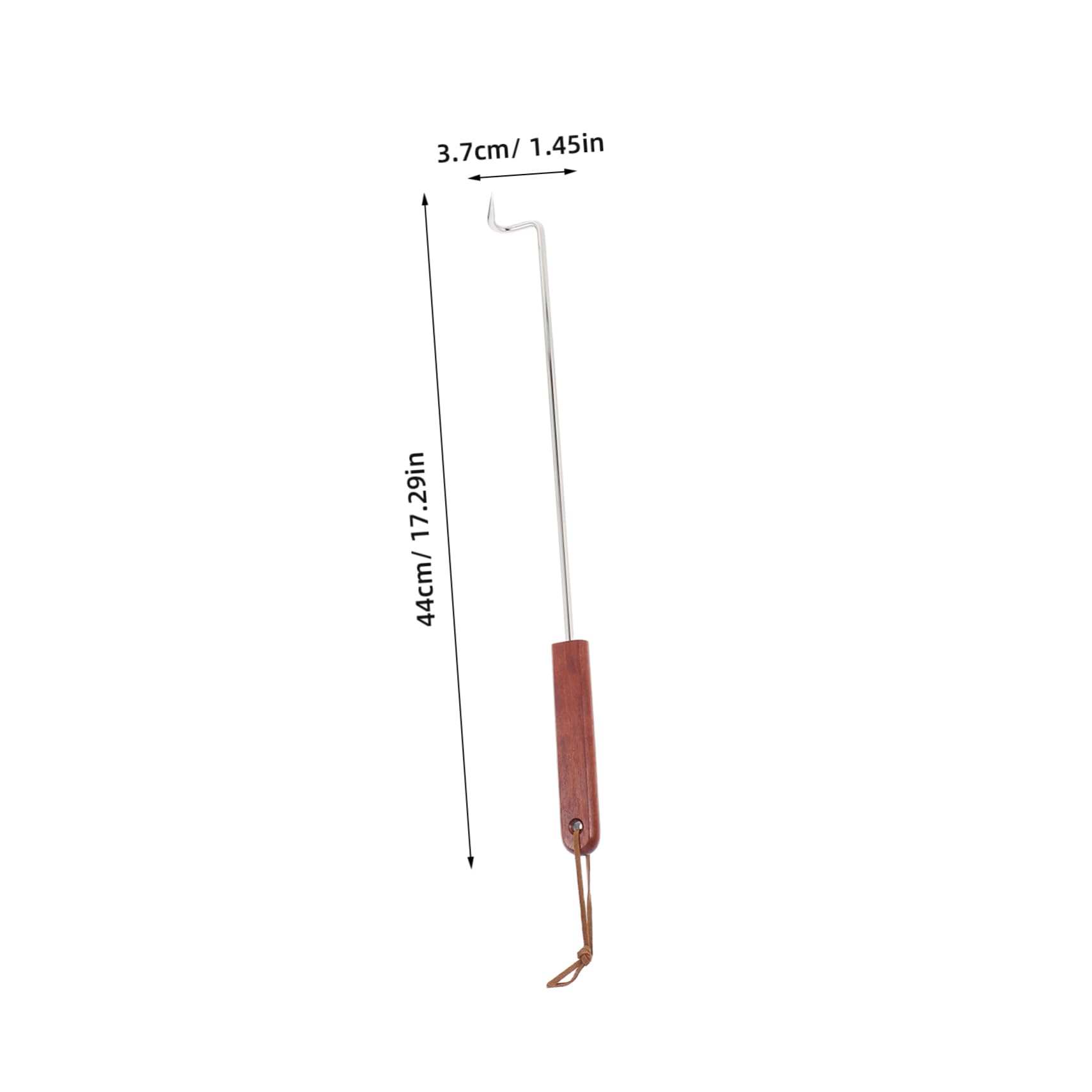 Hemobllo Bbq Meat Hook with Wooden Handle Stainless Steel Meat Flipper for Grilling Outdoor Cooking and Camping Versatile Tool for Skewering