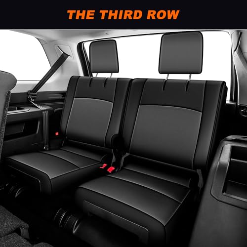 Image of AOMSAZTO Custom Fit Seat Covers for Toyota 4runner: 7Seats 2011 2012 2013 2014 2015 2016 2017 2018 2019 2020 2021 2022 2023 2024 Leather Car Seats Cover Full Set for 4Runner 7 Seaters Black&Gray