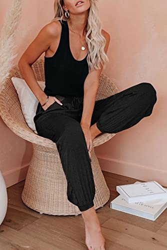 Ekouaer Women's Stretch Knit Pajama Pants Modal Sleep Pants Drawstring Jogger Black Xl #TOP2