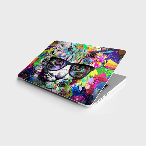 Renkli Kedi Tasarımlı Laptop Sticker, Bilgisayar ve Notebook Kaplama Etiketi