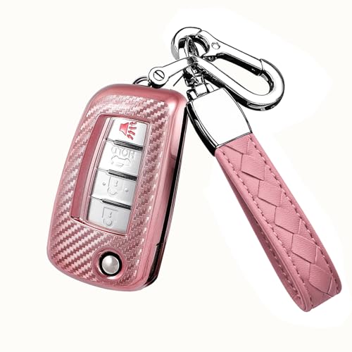 Coque de clé Nissan Rogue pliable rose pour retrouver et protéger vos clés au quotidien