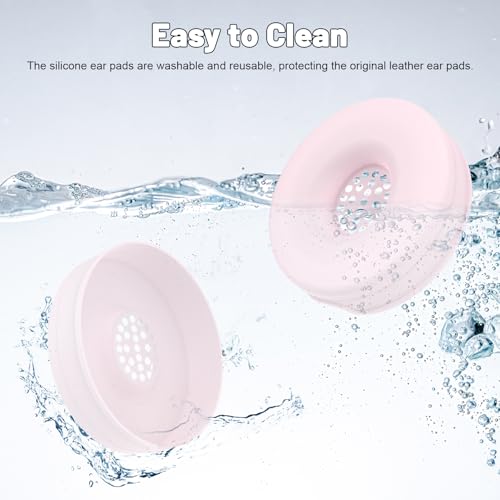 Cubiertas de almohadillas de silicona compatibles con Beats Solo 4 y Solo 3 Wireless – Fundas protectoras lavables y resistentes al sudor para almohadillas de auriculares on-ear (1 par/Rosa) miniatura 4