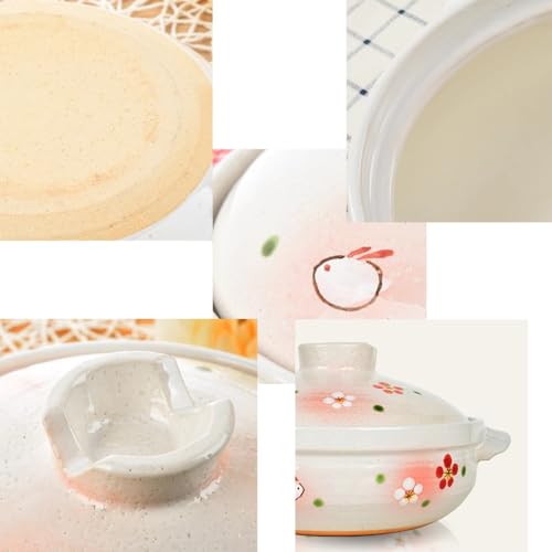 MJMLUCK Non-stick Ceramic Sauce Pan with Lid, Heat Resistant Cooking Non-stick Stock Pot with Handle Round Dinner Plate for Dinner and Party Cooking Hot Pot Soup Meat Rice (Size: 2L) - Image 3