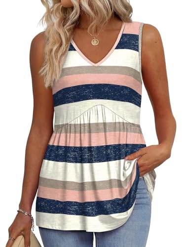 Image of OFEEFAN Womens Tank Tops 2025 Flowy Peplum Tops for Women Dressy Sleeveless V Neck Babydoll Tank Tops