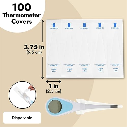 juvale thermometer covers - 100 count white - disposable probe covers for digital thermometers amp oral rectal armpit use