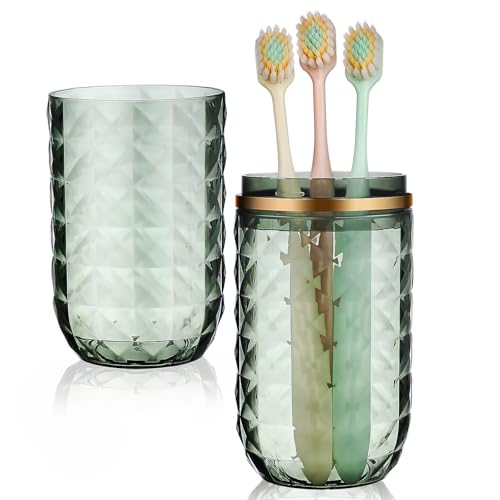 Transparent Travel Toothbrush Case with Cover, Portable Travel Toothbrush Cup Storage Container for School Camping Business Trip Bathroom