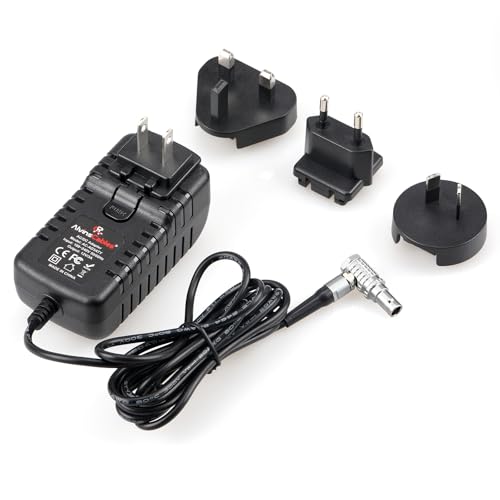 Alvin's Cables Teradek Adaptateur Secteur Câble Convertisseur Angle Droit 2 Broches vers AC Universel avec Fiches US UK EU UA pour Z Cam E2 Flagship, Teradek Cube Hollyland Cosmo 600