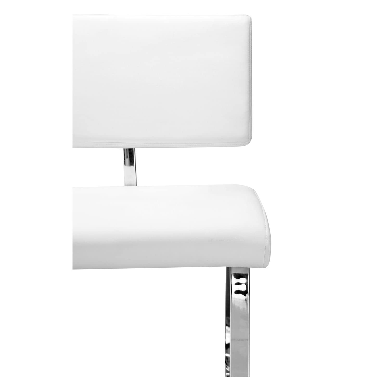 VILAS - Banco de comedor de 3 plazas, color blanco, estructura de metal, acolchado cómodo, tapizado en piel sintética, banco ideal para comedor y cocina. Robusto, duradero y elegante con 3 asientos,