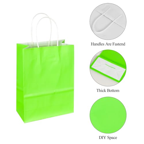 Image of BLEWINDZ 32Pcs Small Paper Gift Bags with Tissues, Green Party Favor Bags with Handles, 8.7 inch Goodie Bag for Birthday, Shopping, Party Supplies