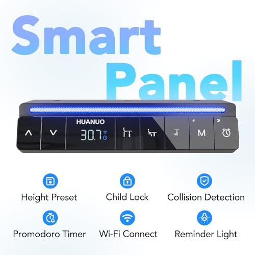 Image of HUANUO AI-Powered Electric Standing Desk with Smart APP, Work with Alexa & Google, Adjustable Height, 6 Memory Settings, Sedentary Reminder, Ergonomic Sit-Stand Desk, 32-inch, Light Walnut