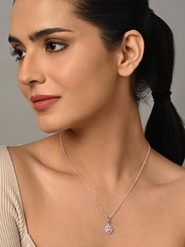 Image of Clara 925 Silver Jino Pink Solitaire Pendant Earrings Chain Ring for Women