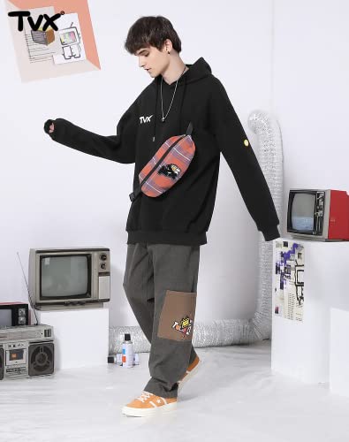 Unisex Graphic Typography Print Loose Fit Pullover Sweatshirt With Removable Bum Bag Crewneck Hoodies2