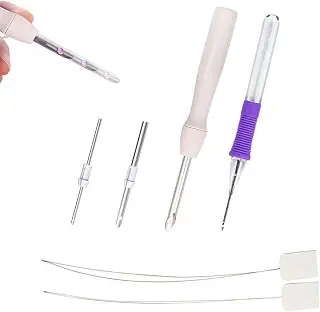 Paizizi パンチ針 ニードルパンチ フリーステッチングニードル 長さ調整（針先5mm+3.5mm+2.5mm+1.6mm）糸通し付き 刺繍キット