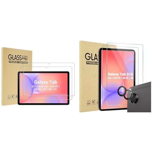 ProCase 2 Pack Screen Protector for Tablet Galaxy Tab S11/Tab S10 Lite/Tab S10 FE/Tab S9 FE/Tab S9 Bundle with 2 Pack Screen Protectors + 2 Pack Camera Lens Protectors for Galaxy Tab S10 Lit