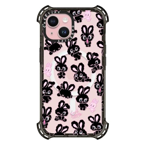 CASETiFY oEX MagSafeΉ iPhone 15 P[X [MILKi (6x MIL-STD-810G) / 6.5m̗NA / MagSafe ɑΉ] - Black Bunnies - NA ubN