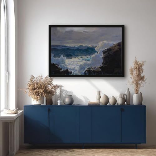 Toile Breaking Waves Frederick Judd Waugh | Cadre déco pour bureau élégant