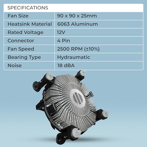 Image of Foxin FCF 001 CPU Cooling Fan | CPU Cooler 90mm | Hydramatic Bearing | 2500 RPM & Airflow 45 CFM | 4-Pin PWM Connector | Compatible with Intel LGA1700 /115X /1200 & AMD AM2 /AM3 /AM4 /AM5