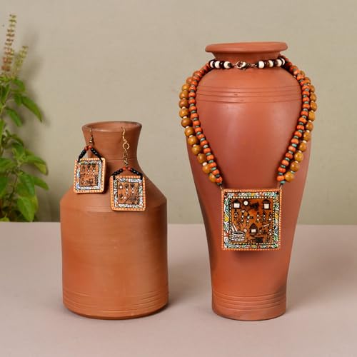 Image of AAKRITI ART CREATIONS Handcrafted Women's Jewelry Set - Ethnic Necklace and Earrings, Fashion Accessories for Special Occasions & Celebrations