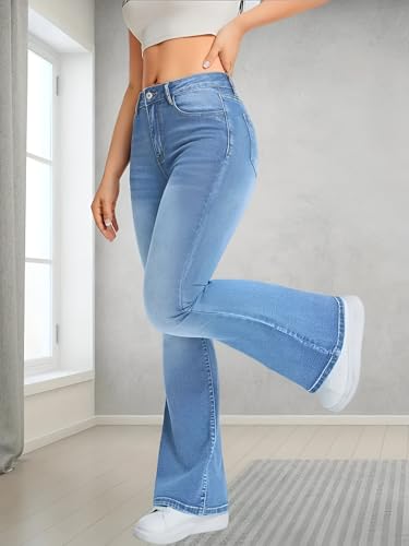 Image of THIRD QUADRANT Women's Wide Leg Fit Mid Rise Jeans || Bootcut Jeans || Wide Leg || Bell Bottom Jean